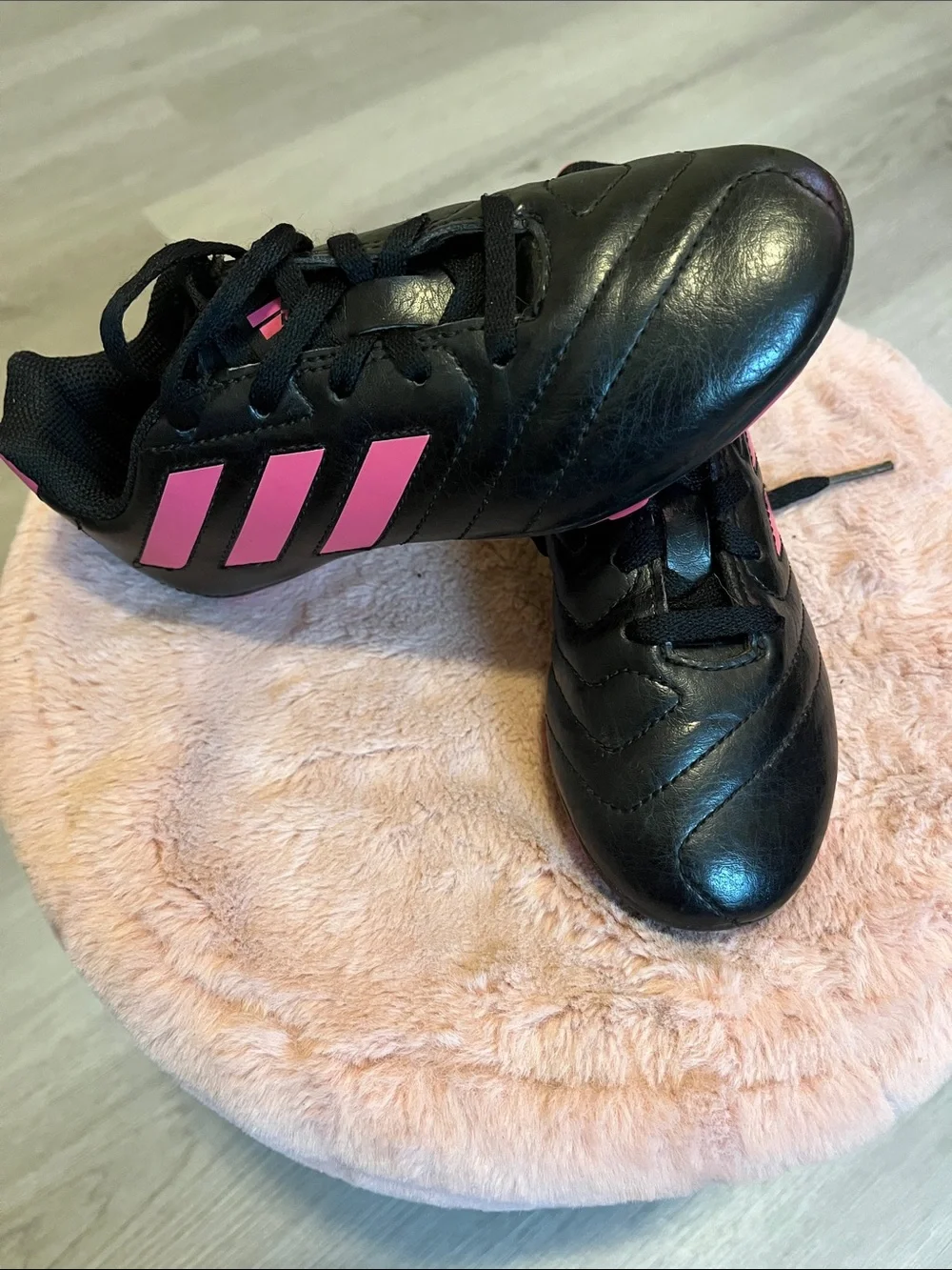 adidas Black Sneakers with Pink Stripes - kids.